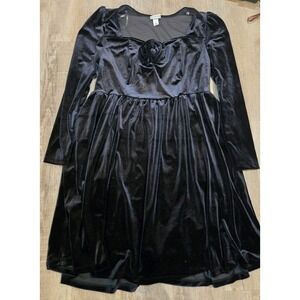 Ava Viv Black Velvet Long Sleeve Dress XXL